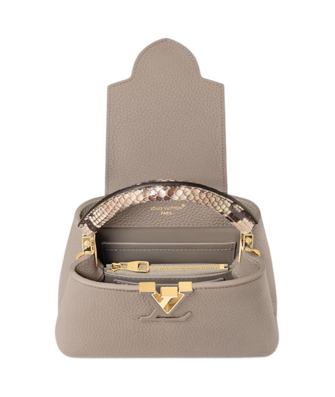 LOUIS VUITTON Серая кожаная сумка через плечо, фото 4