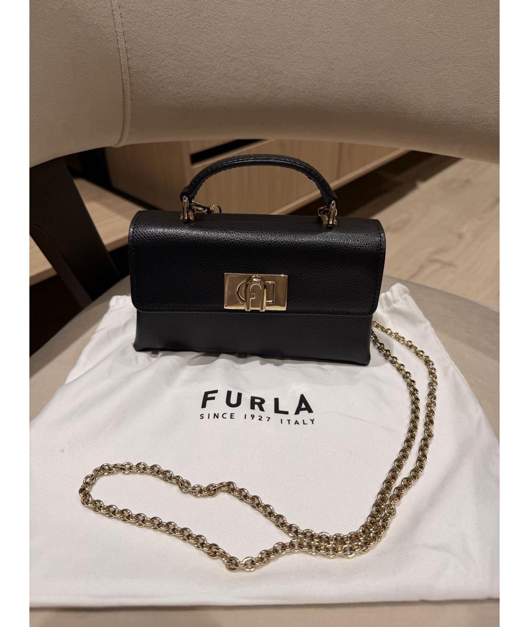 FURLA Черная кожаная сумка через плечо, фото 6