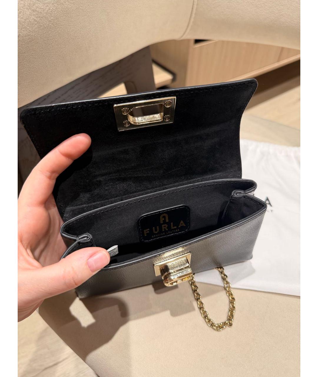 FURLA Черная кожаная сумка через плечо, фото 4