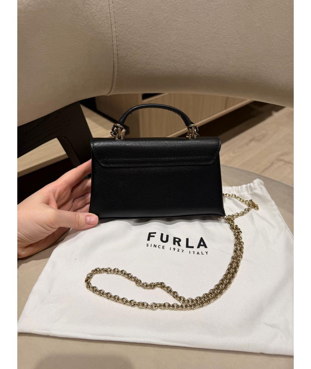 FURLA Черная кожаная сумка через плечо, фото 3