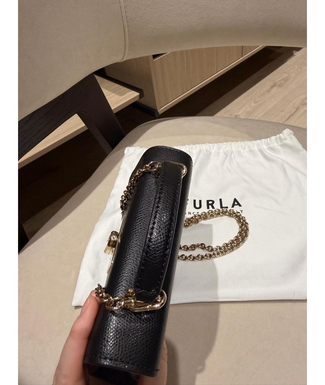 FURLA Черная кожаная сумка через плечо, фото 5