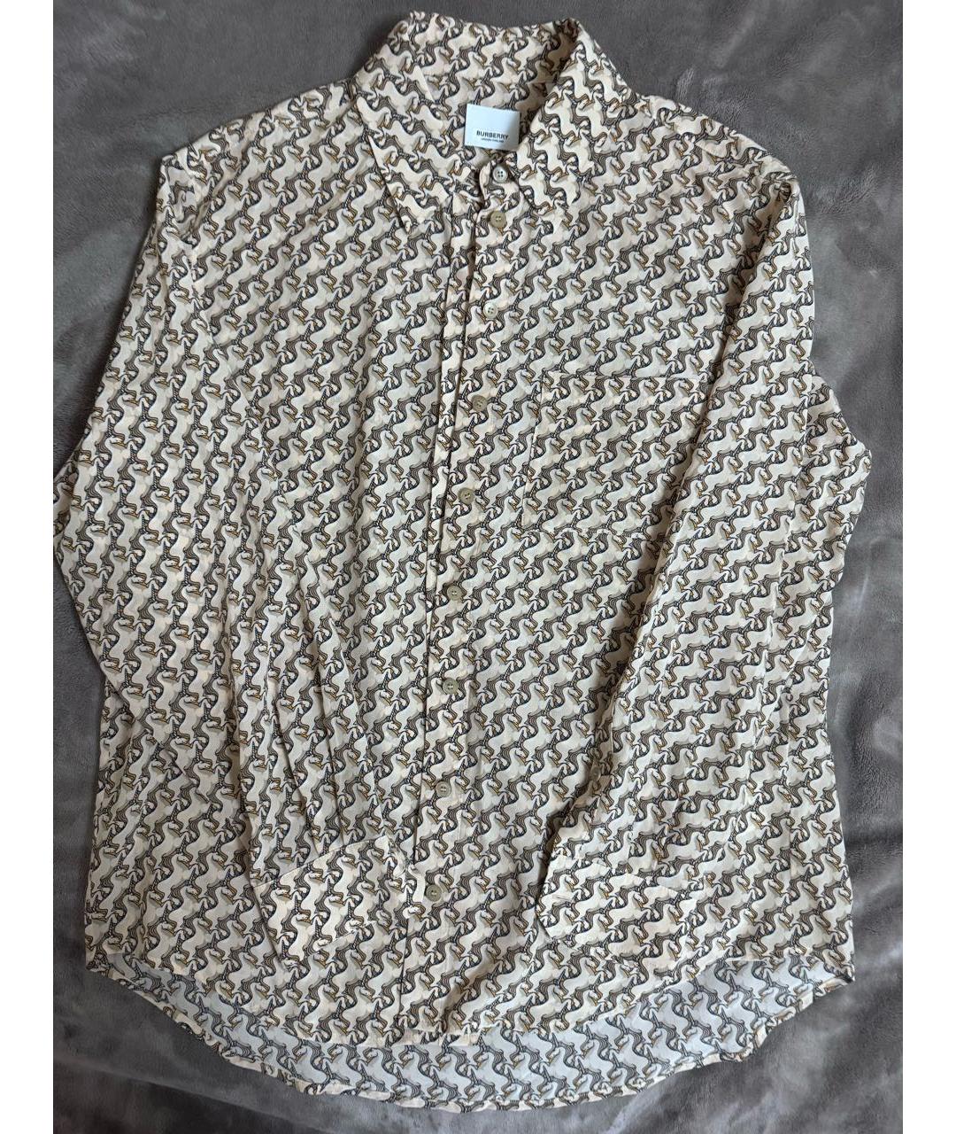 BURBERRY Бежевая шелковая рубашка, фото 3