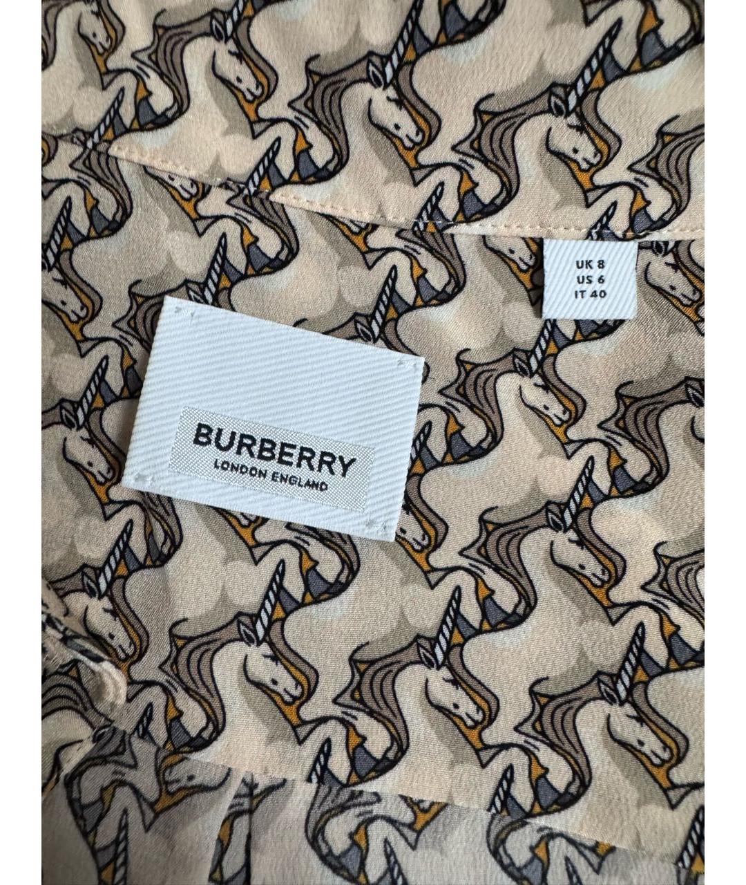 BURBERRY Бежевая шелковая рубашка, фото 2