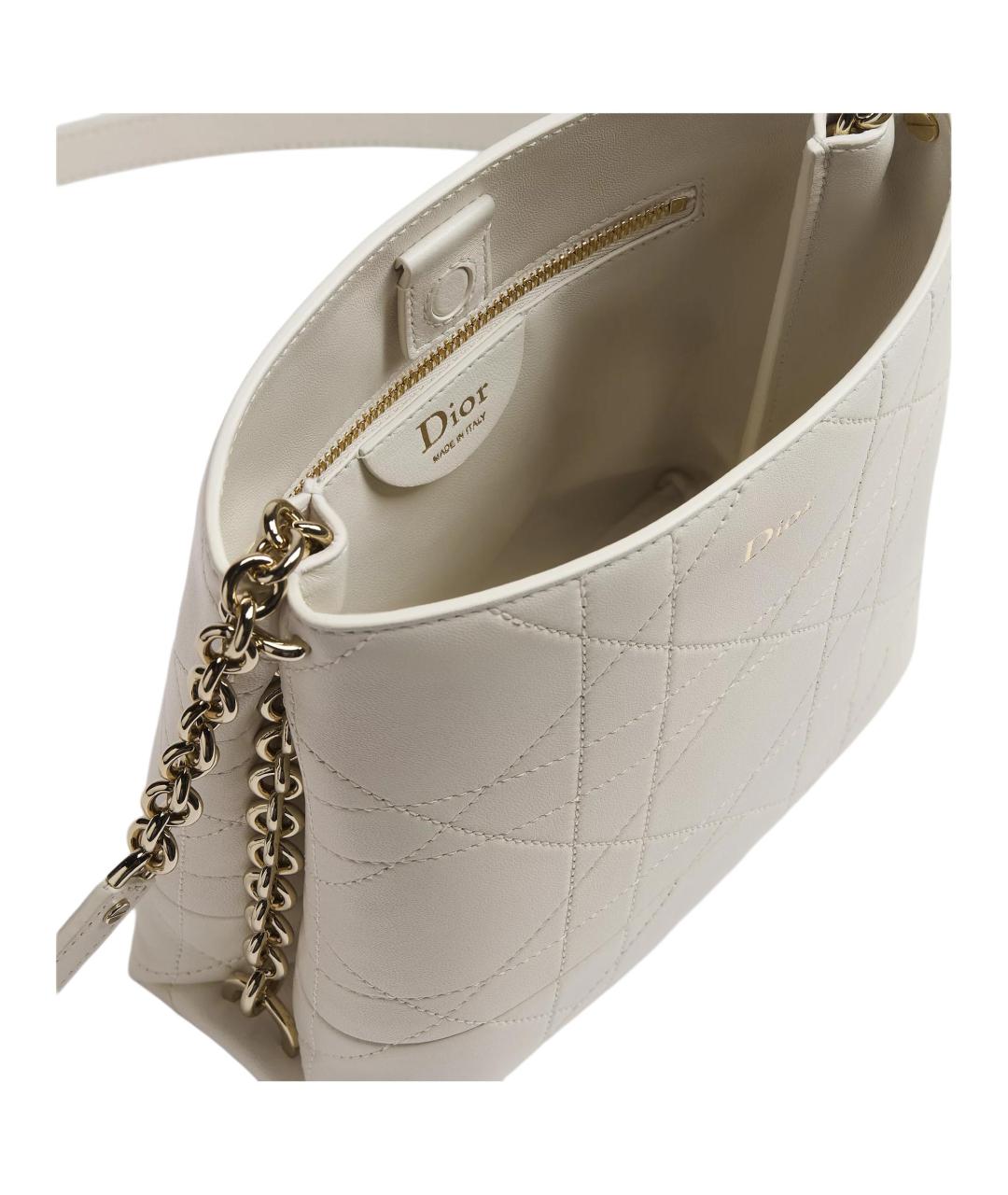 CHRISTIAN DIOR Белая кожаная сумка через плечо, фото 4