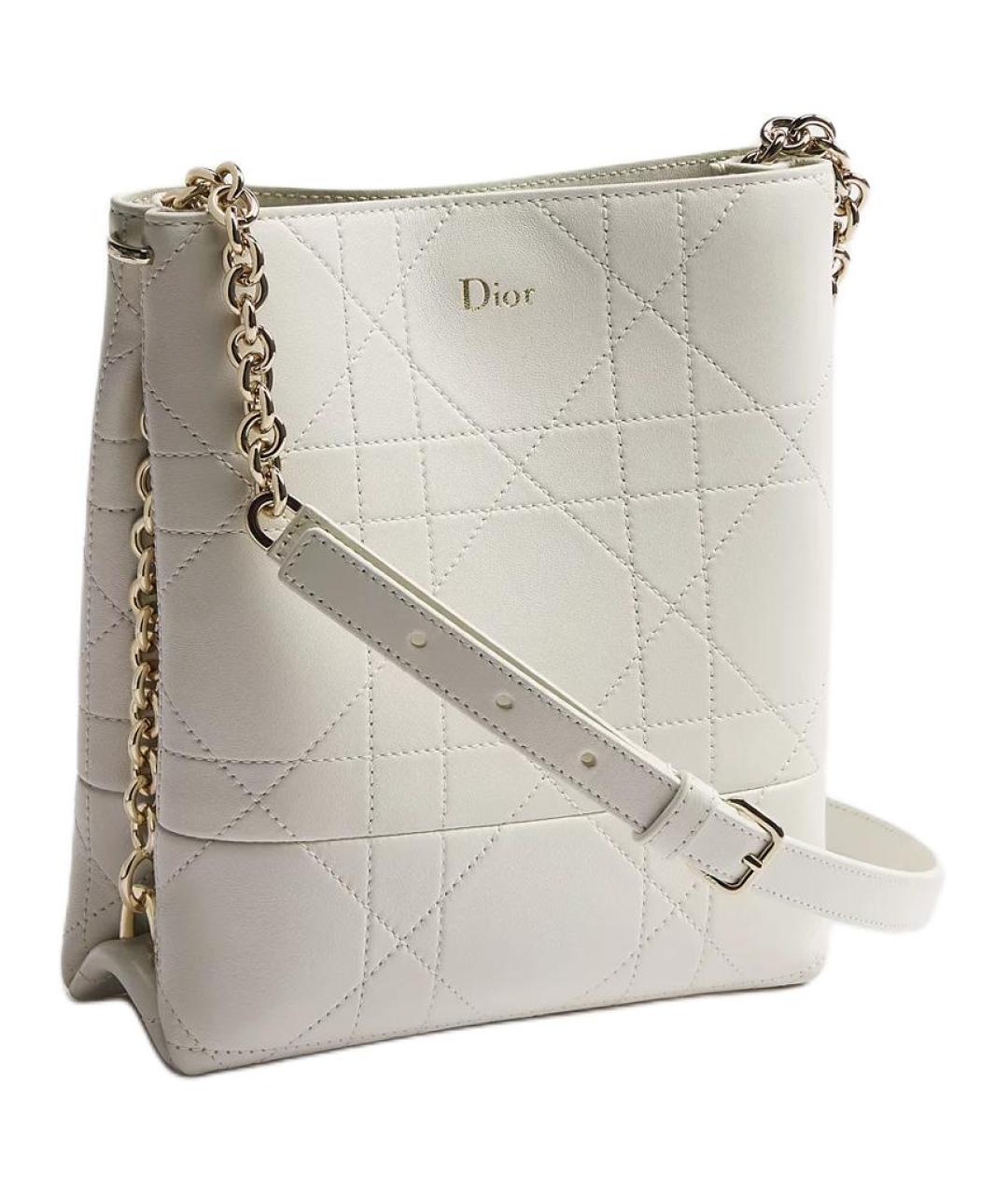 CHRISTIAN DIOR Белая кожаная сумка через плечо, фото 2