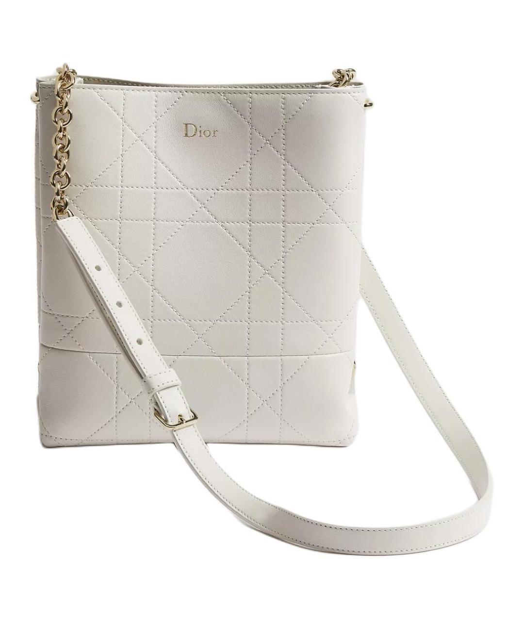 CHRISTIAN DIOR Белая кожаная сумка через плечо, фото 3