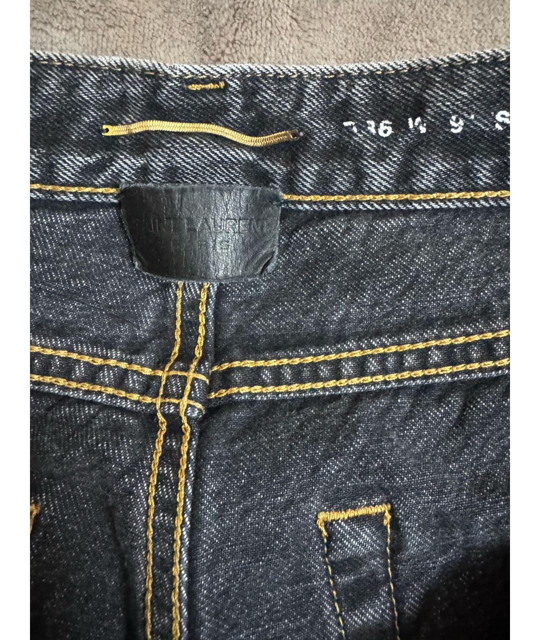 SAINT LAURENT Серые хлопковые прямые джинсы, фото 3
