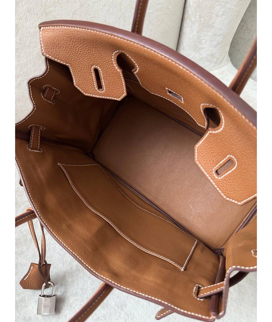 HERMES Коричневая кожаная сумка с короткими ручками, фото 4