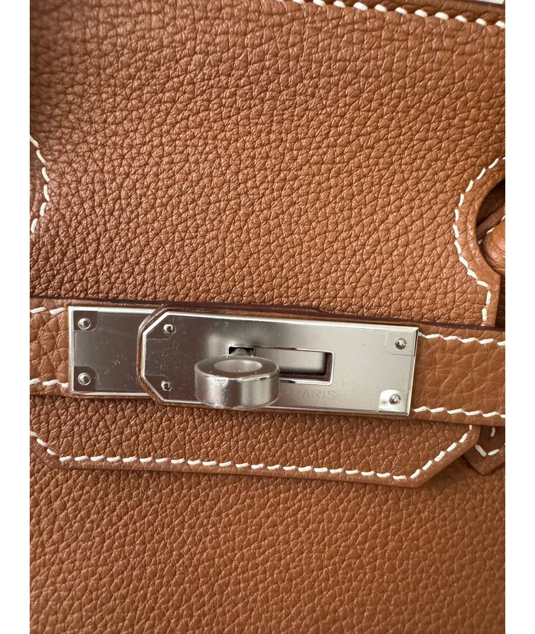 HERMES Коричневая кожаная сумка с короткими ручками, фото 5