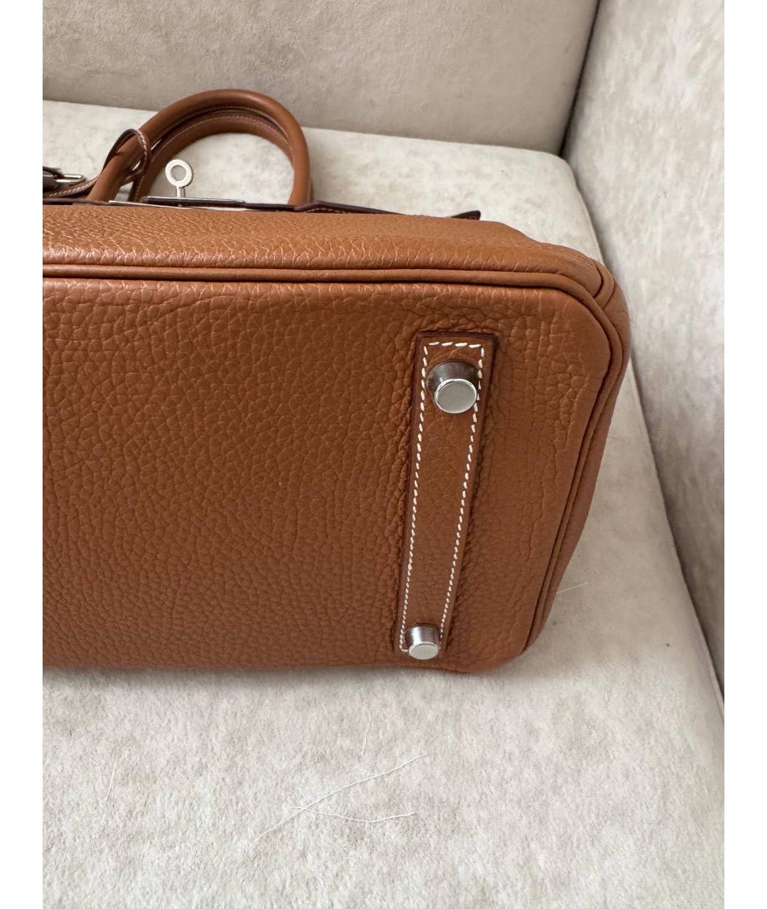 HERMES Коричневая кожаная сумка с короткими ручками, фото 8