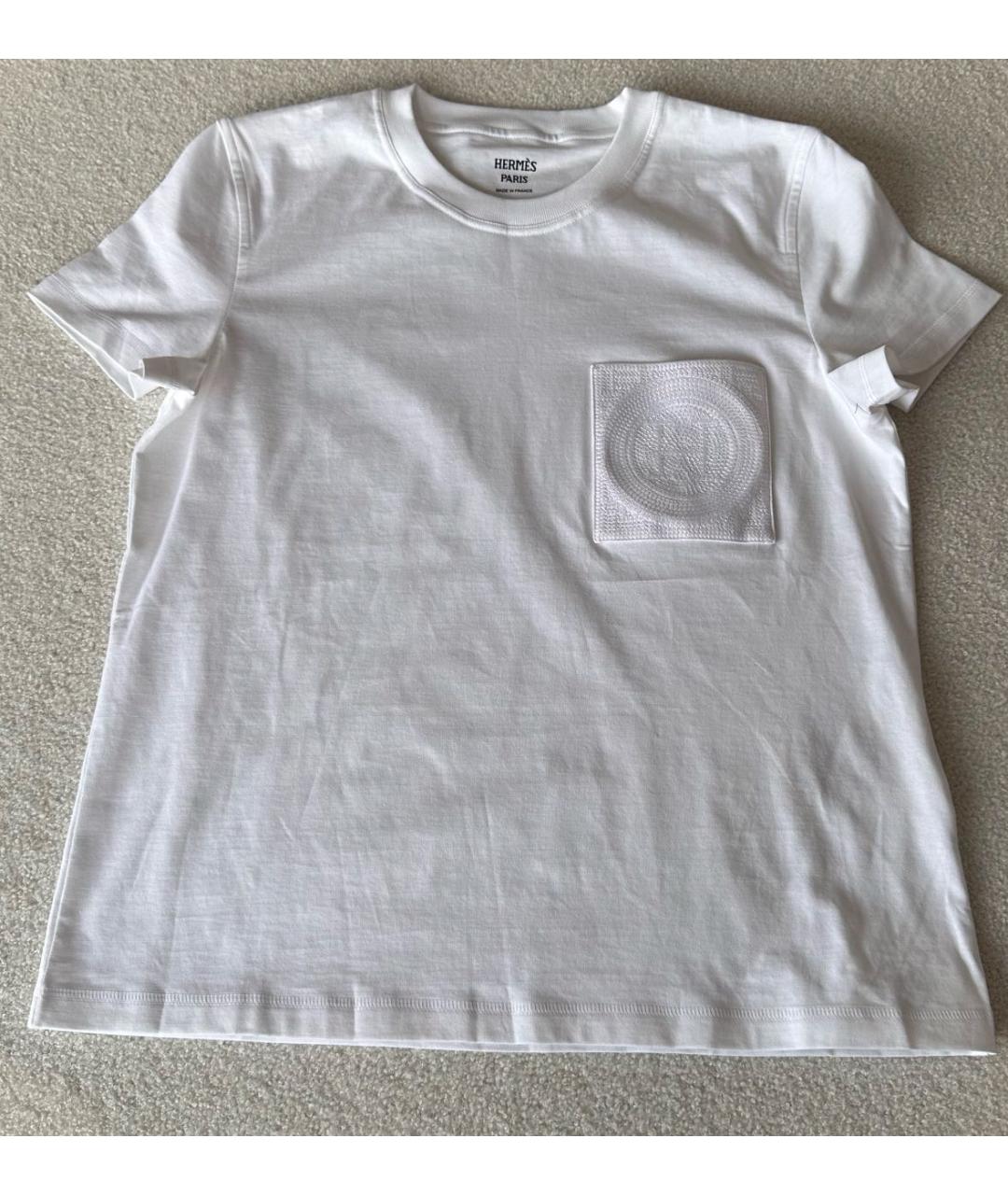HERMES Белая хлопковая футболка, фото 3