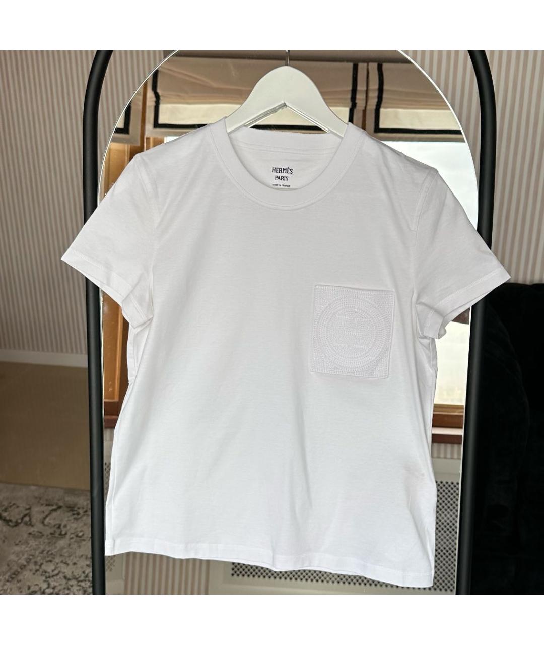 HERMES Белая хлопковая футболка, фото 2