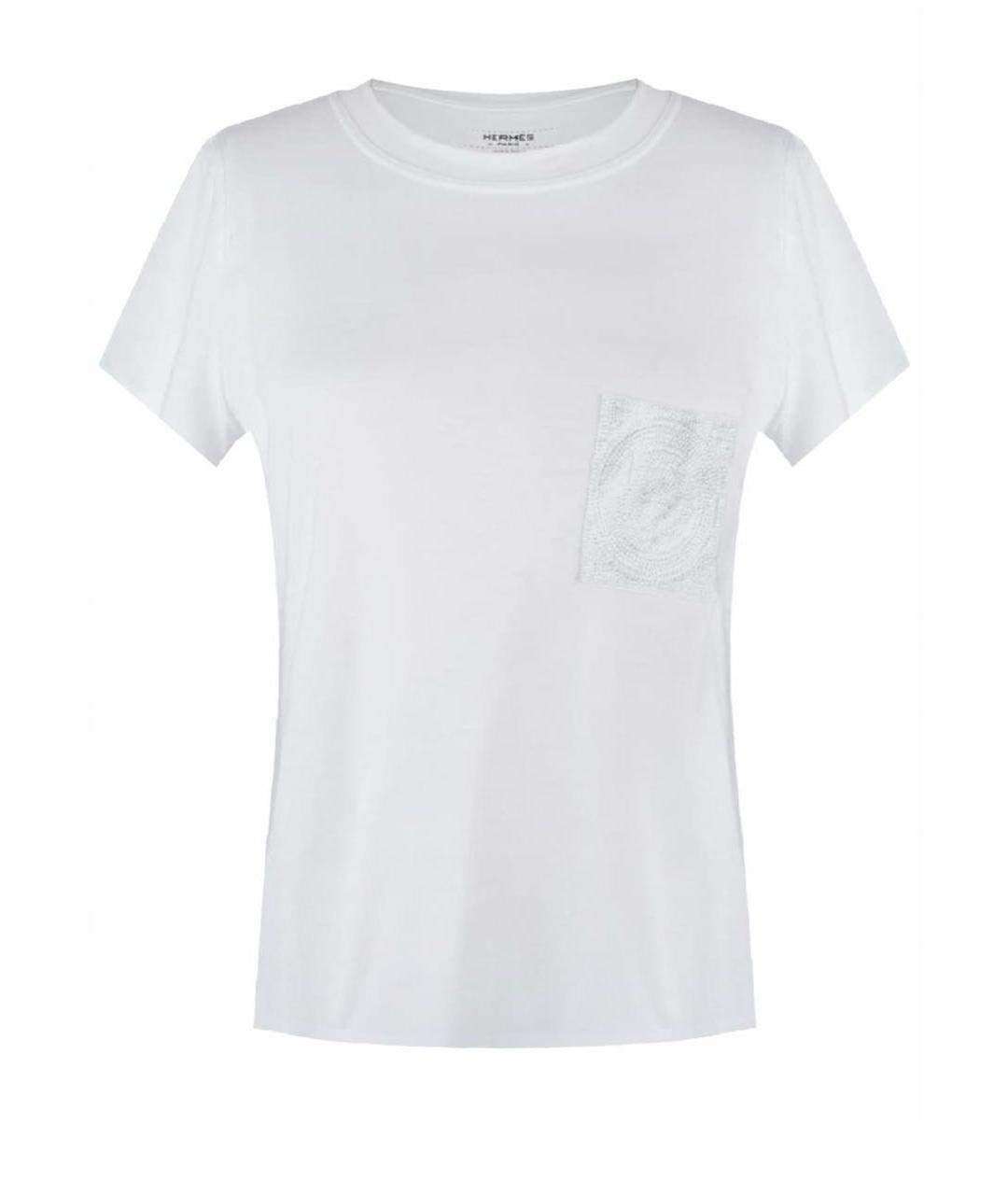 HERMES Белая хлопковая футболка, фото 4