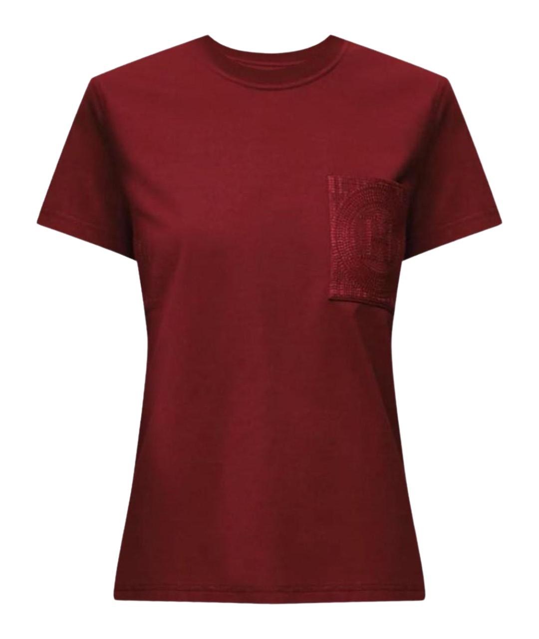 HERMES Бордовая хлопковая футболка, фото 1