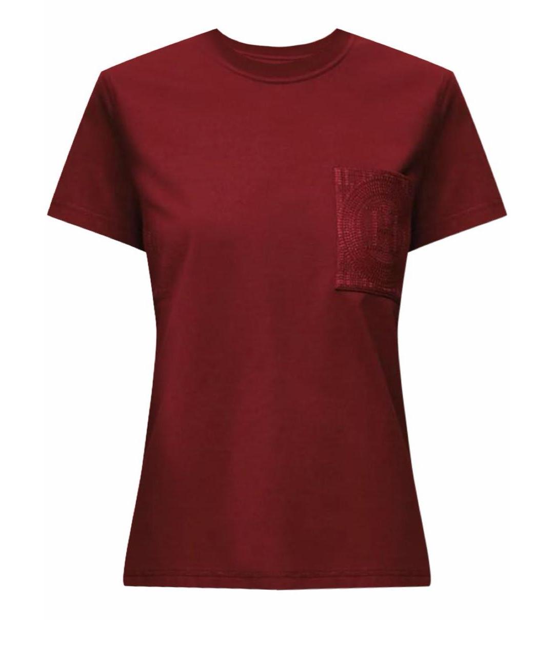 HERMES Бордовая хлопковая футболка, фото 4