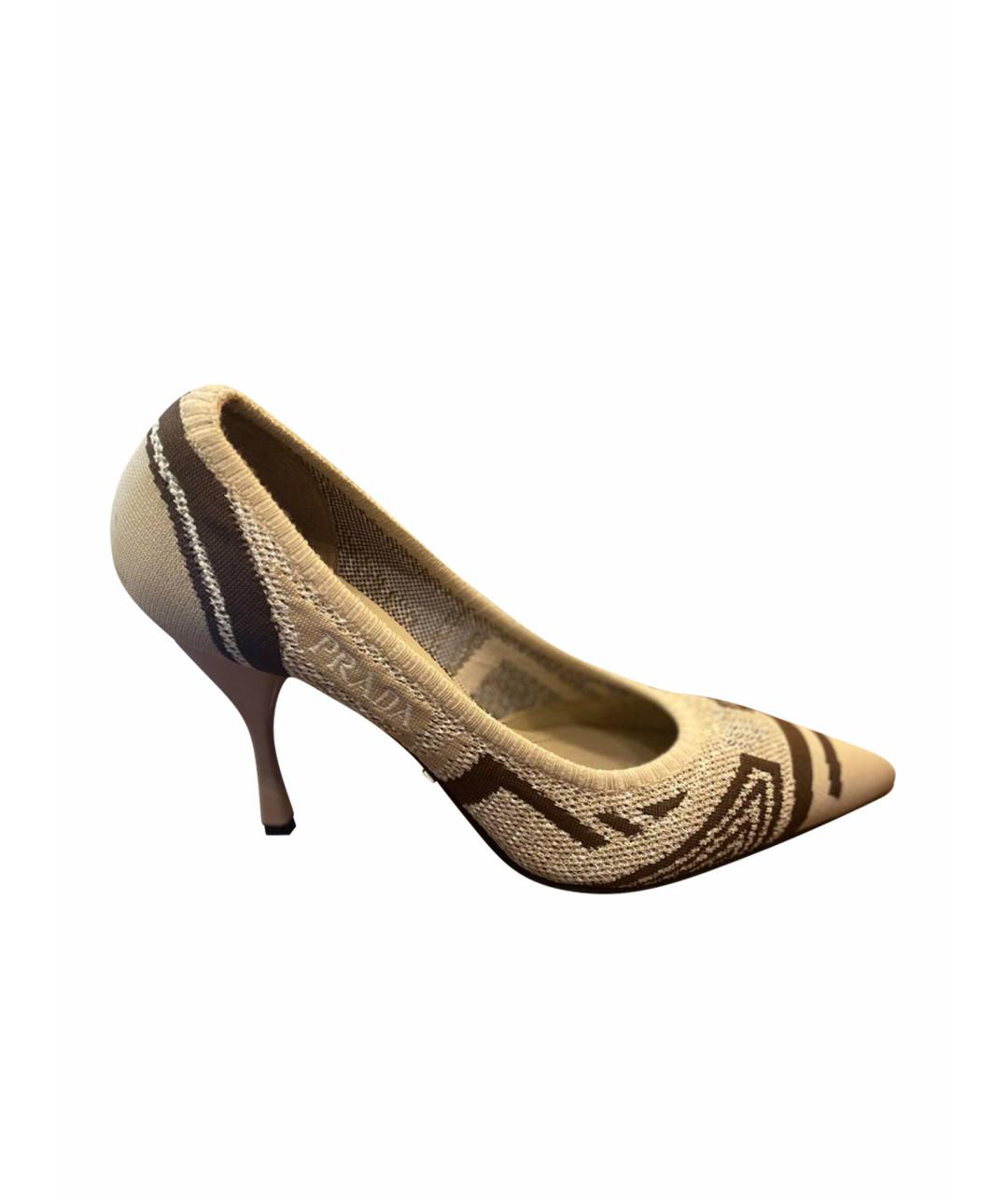 PRADA Бежевые текстильные туфли, фото 1
