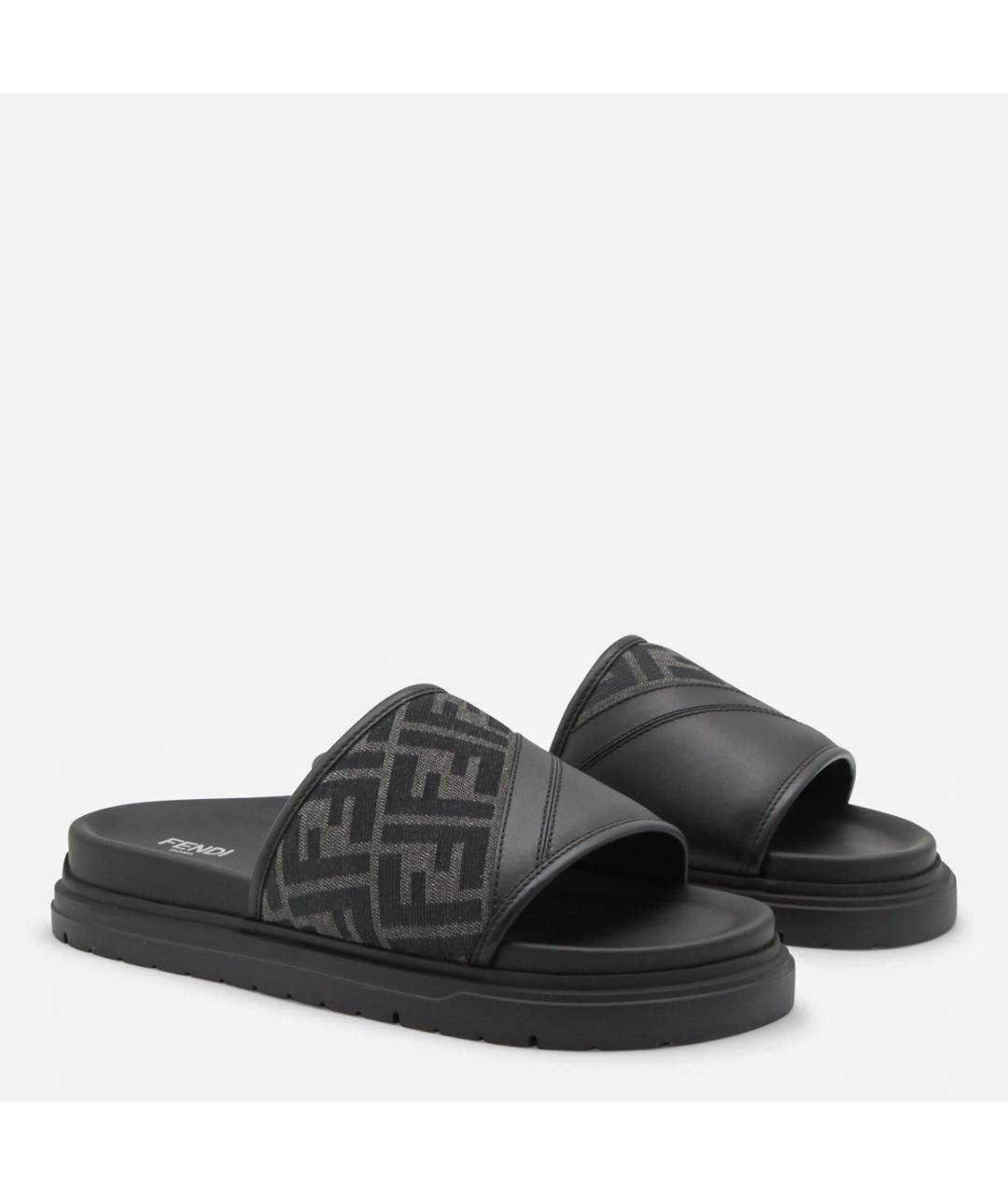 FENDI Черные шлепанцы, фото 2