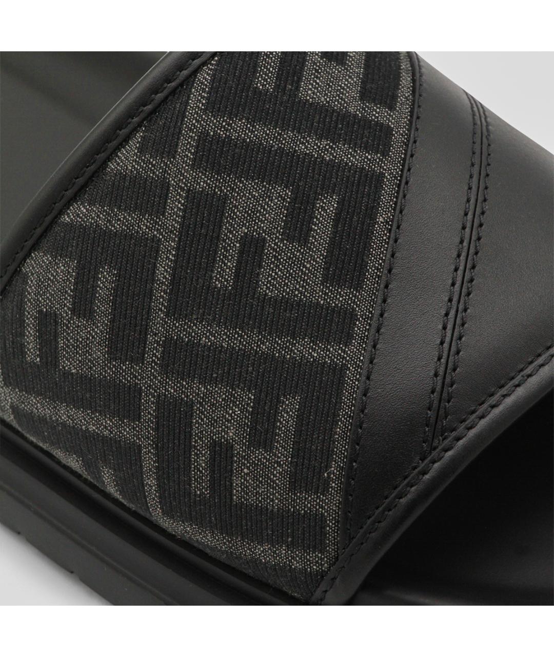 FENDI Черные шлепанцы, фото 4