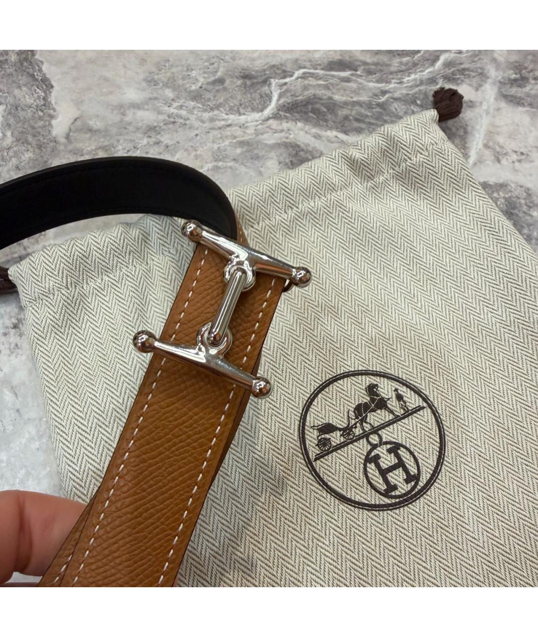 HERMES Черный кожаный ремень, фото 4