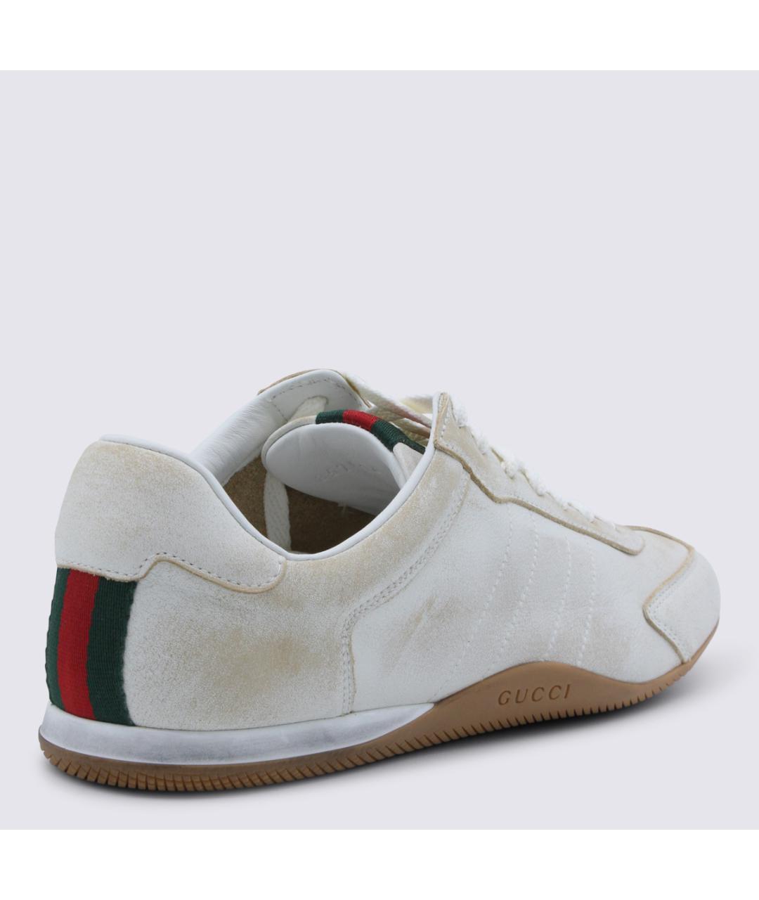 GUCCI Белые кожаные кроссовки, фото 3