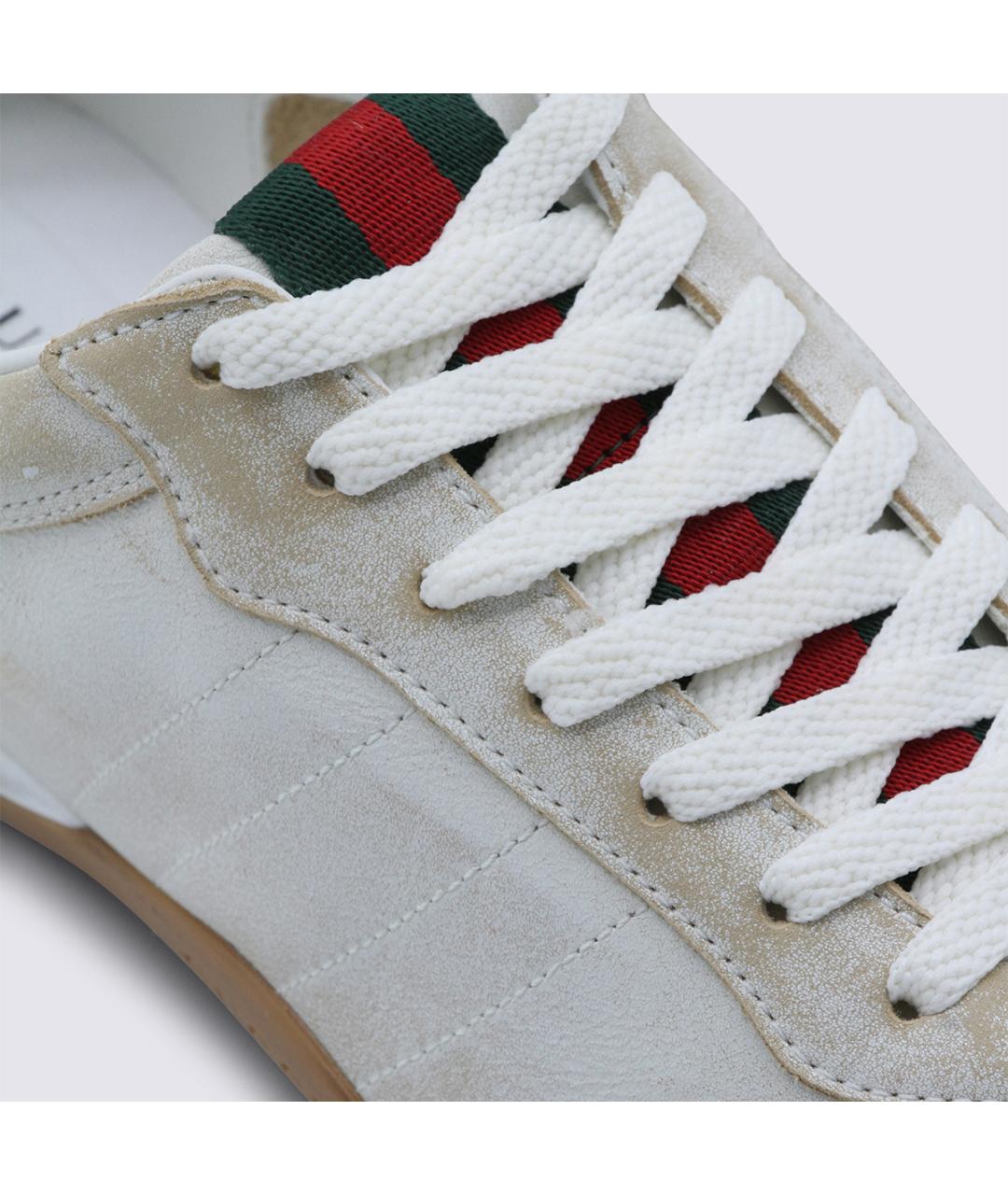 GUCCI Белые кожаные кроссовки, фото 4