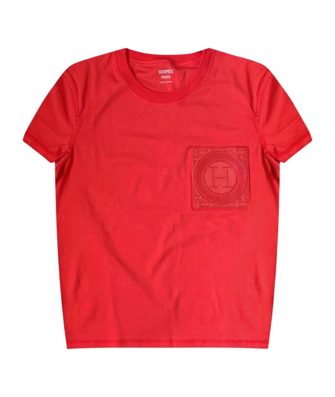HERMES Коралловая хлопковая футболка, фото 1
