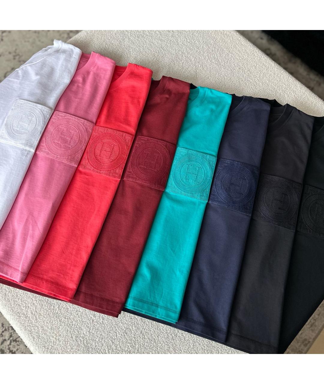 HERMES Коралловая хлопковая футболка, фото 4