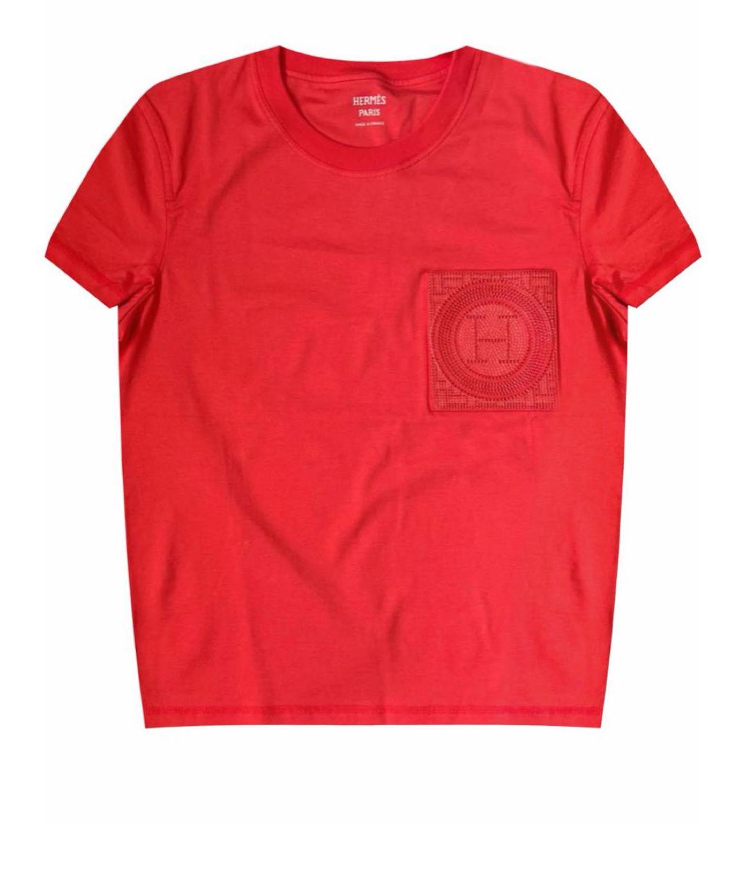 HERMES Коралловая хлопковая футболка, фото 5