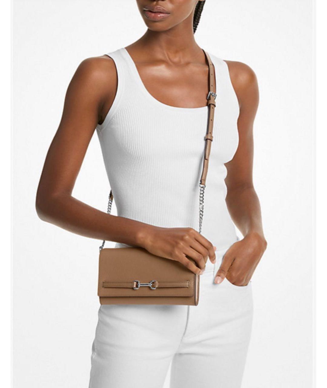 MICHAEL MICHAEL KORS Коричневая кожаная сумка через плечо, фото 8