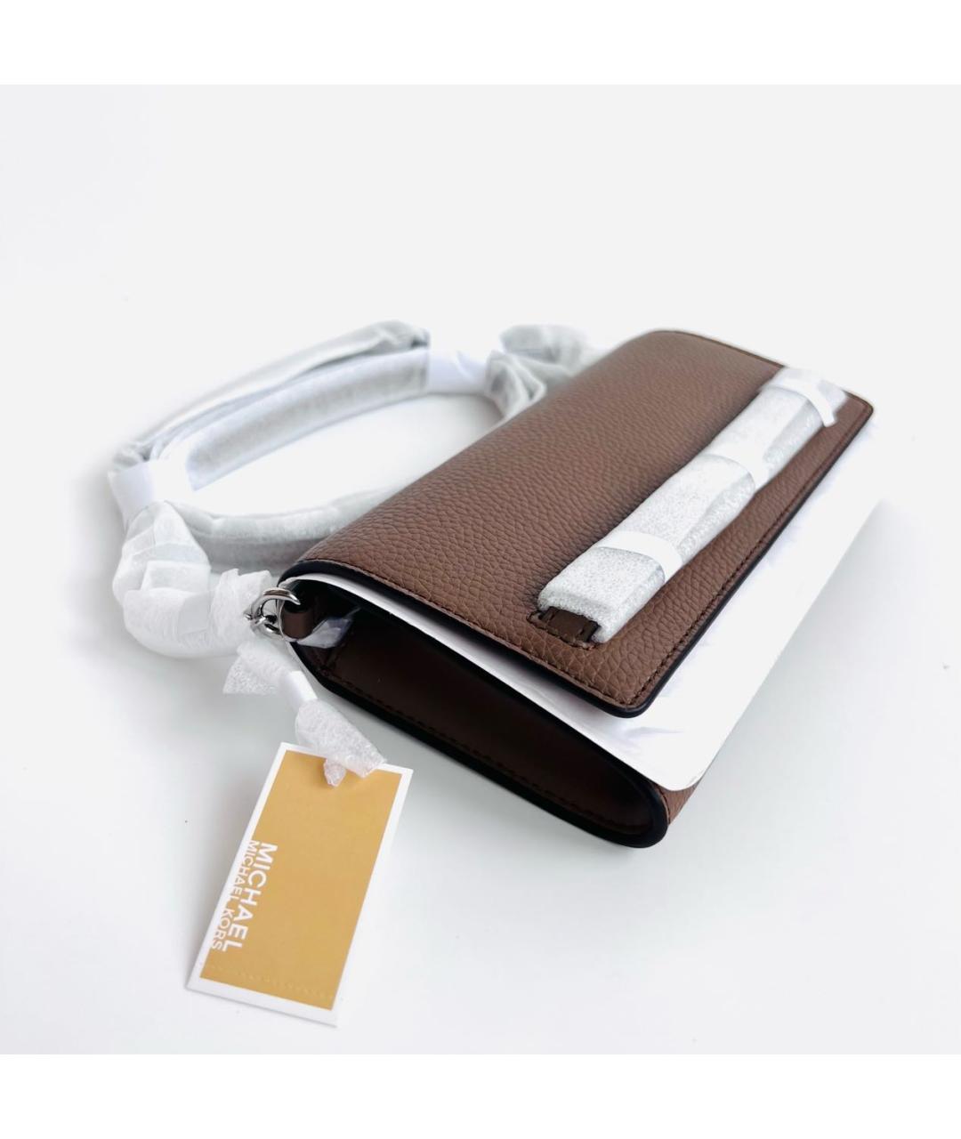 MICHAEL MICHAEL KORS Коричневая кожаная сумка через плечо, фото 7