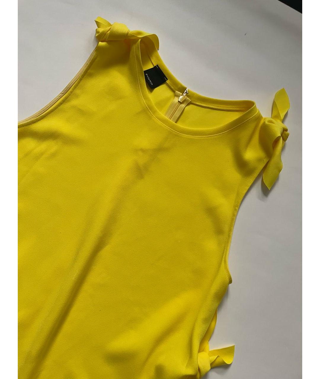 PINKO Желтая полиэстеровая майка, фото 3