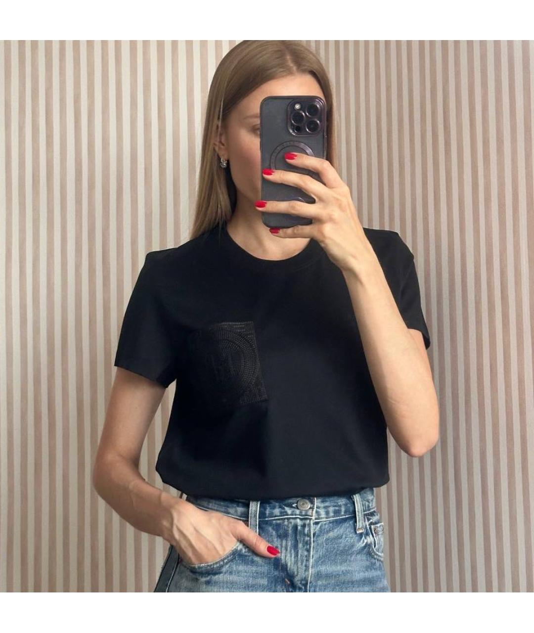 HERMES Черная хлопковая футболка, фото 3