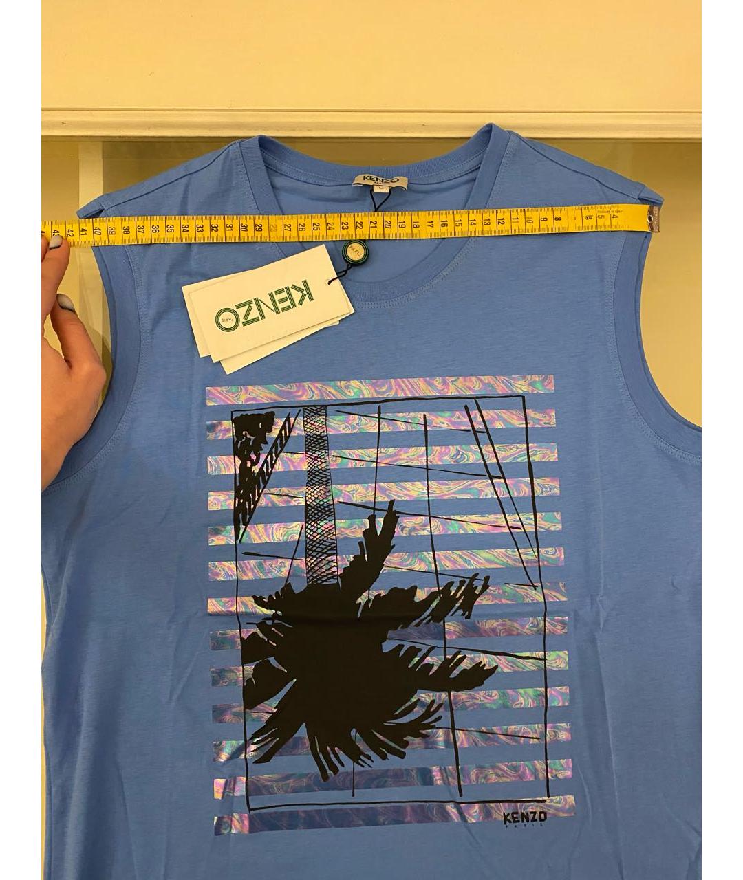 KENZO Синяя хлопковая майка, фото 6