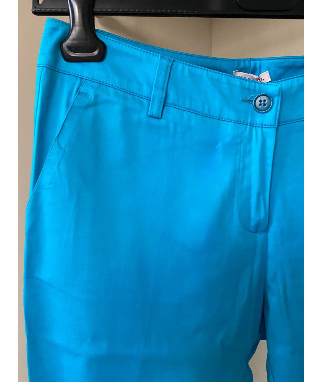 P.A.R.O.S.H. Бирюзовые хлопко-эластановые прямые брюки, фото 8