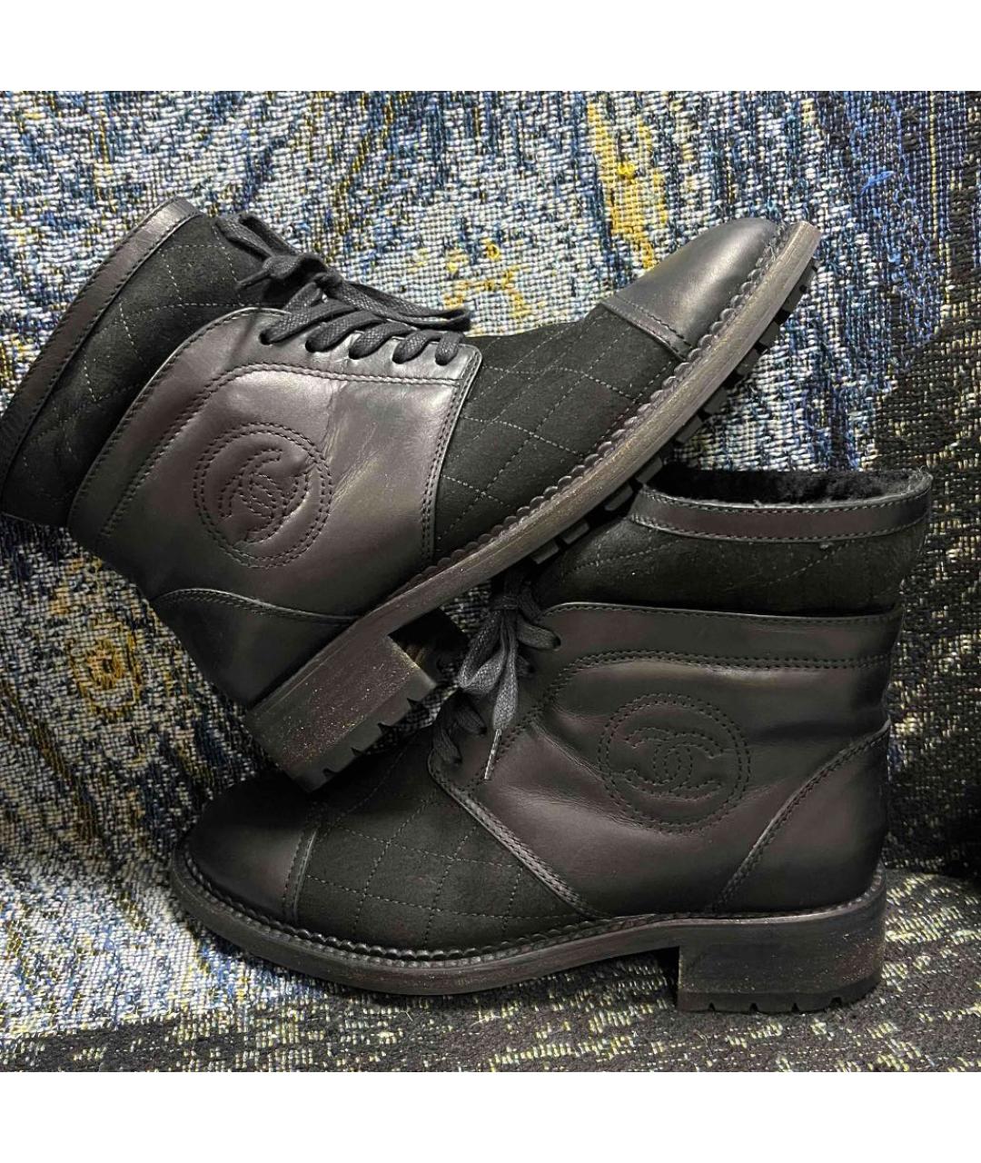 CHANEL Черные кожаные ботинки, фото 6