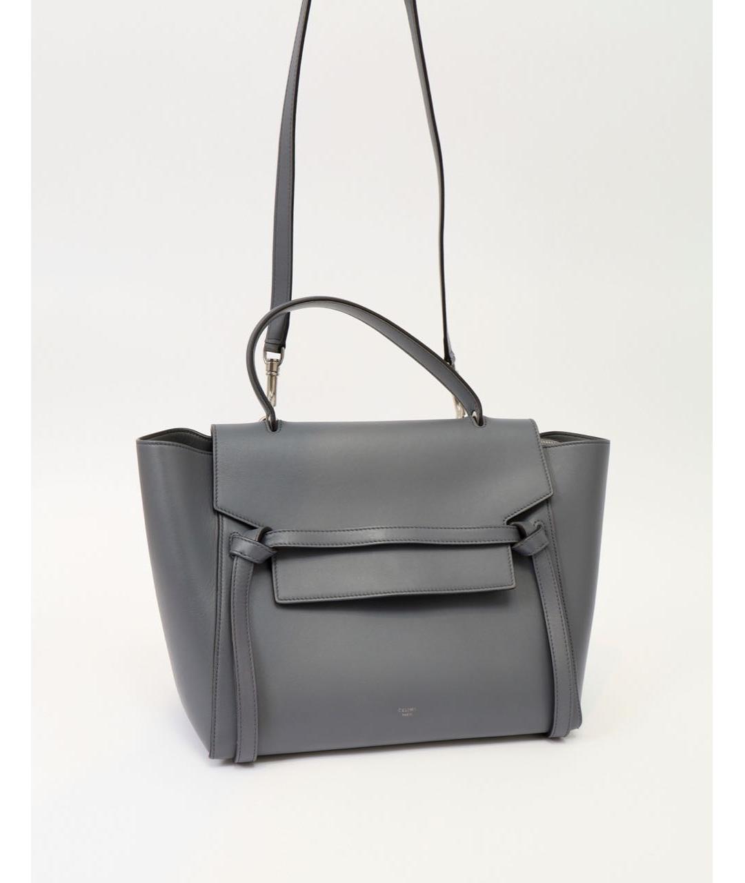 CELINE Антрацитовая кожаная сумка через плечо, фото 5