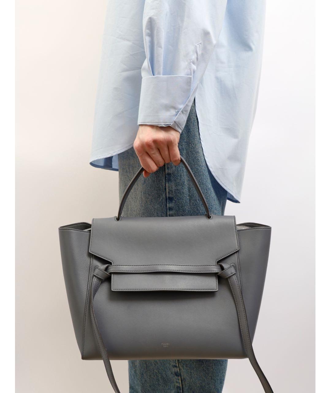 CELINE Антрацитовая кожаная сумка через плечо, фото 2