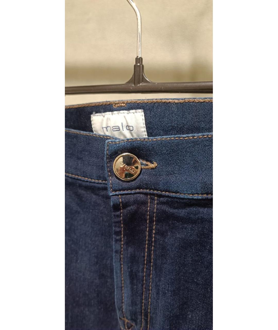 MALO Синие хлопко-эластановые джинсы клеш, фото 3