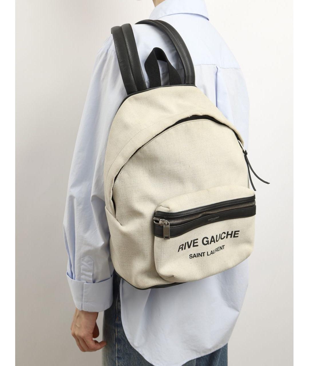 SAINT LAURENT Бежевый хлопковый рюкзак, фото 2