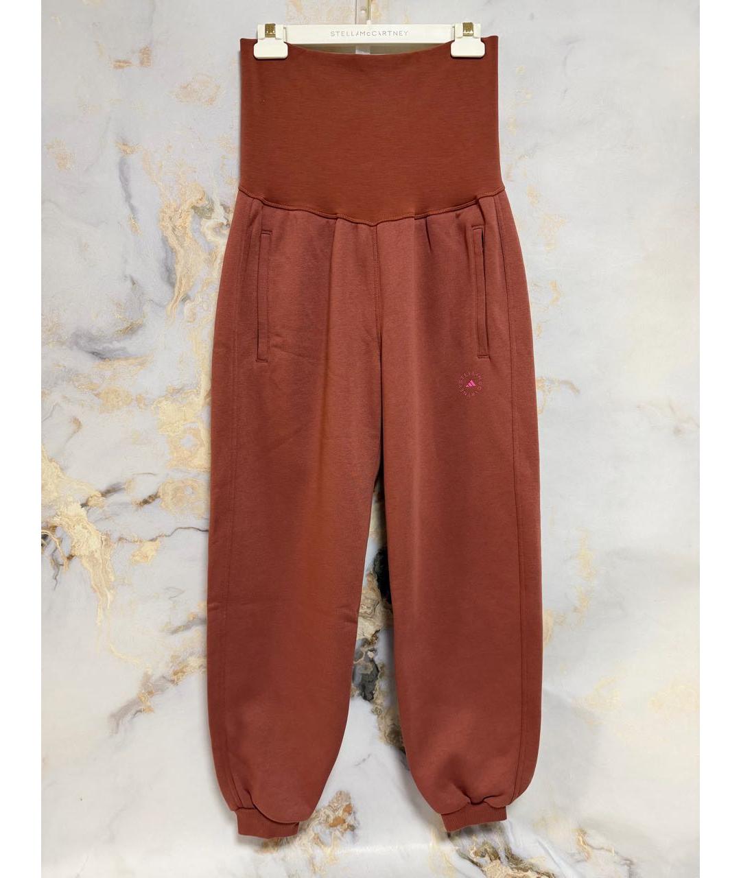 ADIDAS BY STELLA MCCARTNEY Коралловые хлопковые прямые брюки, фото 9