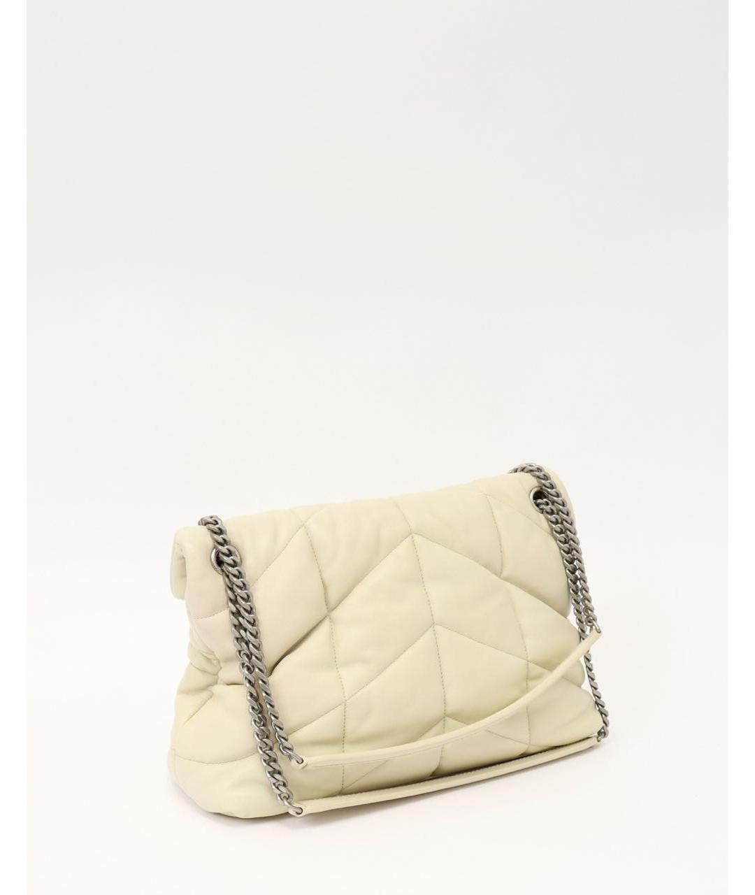 SAINT LAURENT Бежевая кожаная сумка через плечо, фото 4