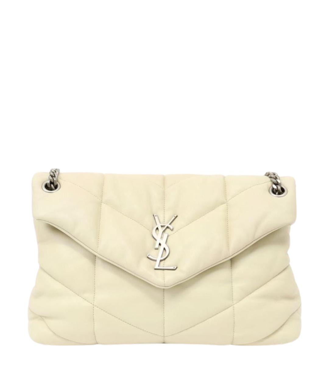 SAINT LAURENT Бежевая кожаная сумка через плечо, фото 1
