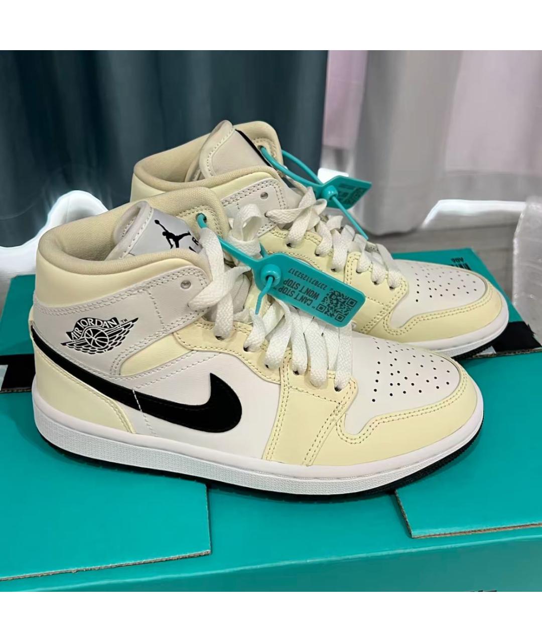 JORDAN Бежевые кожаные кроссовки, фото 5