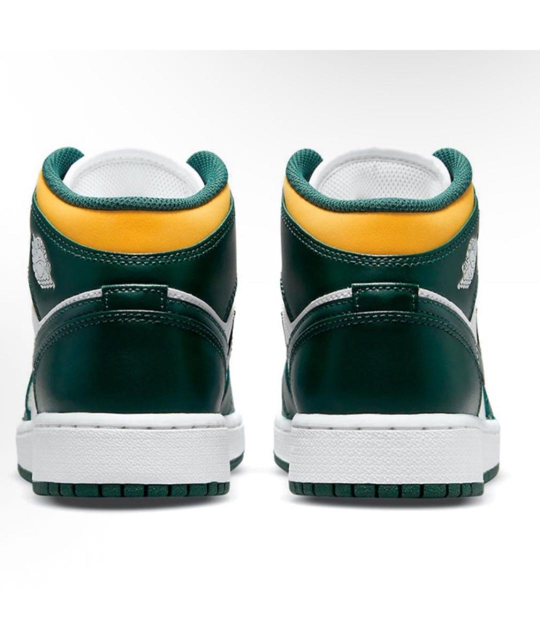 JORDAN Зеленые кожаные кроссовки, фото 4