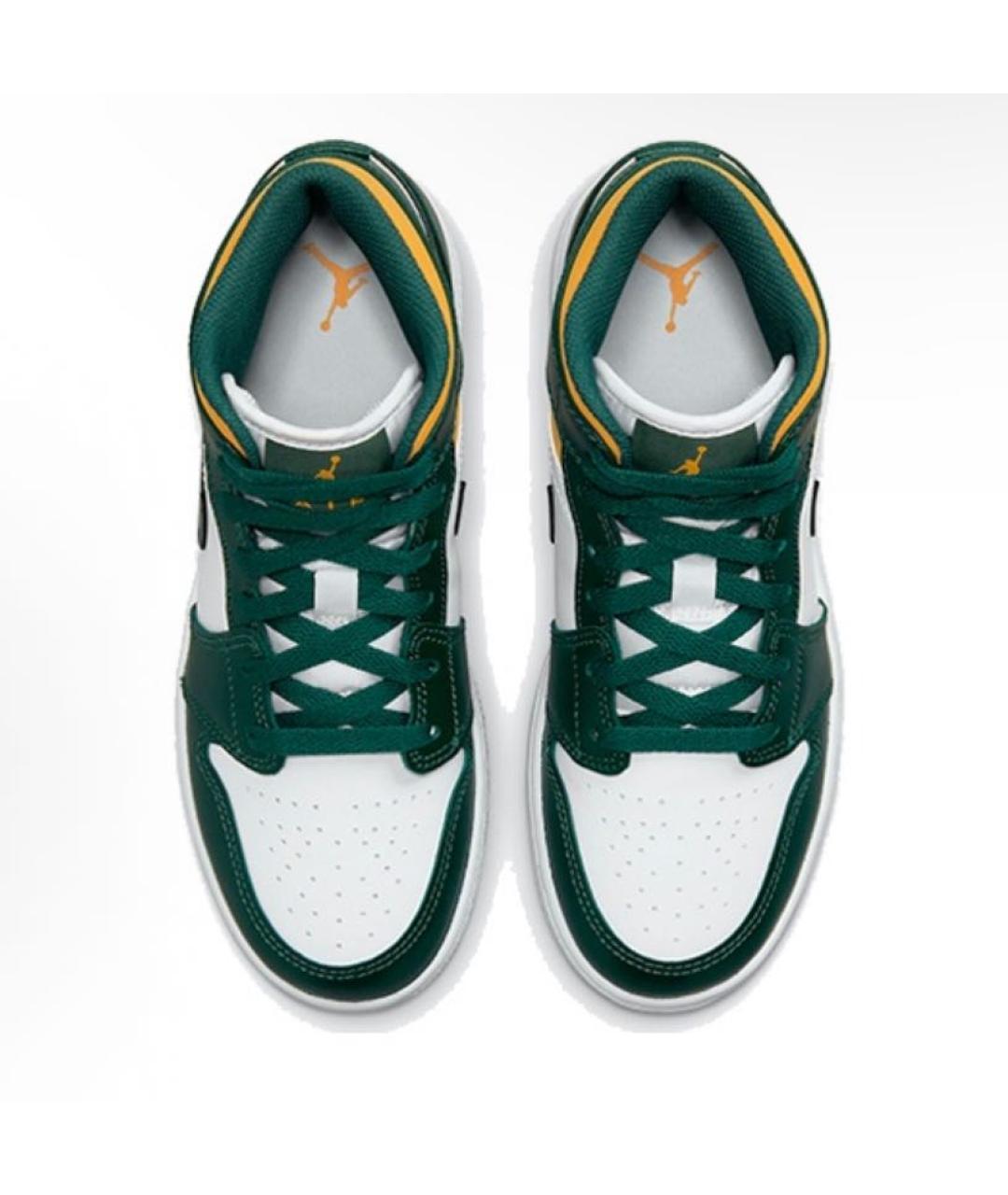 JORDAN Зеленые кожаные кроссовки, фото 3