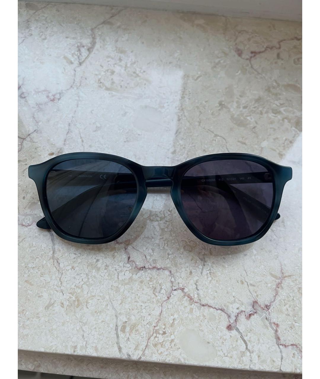 CALVIN KLEIN Темно-синие пластиковые солнцезащитные очки, фото 9