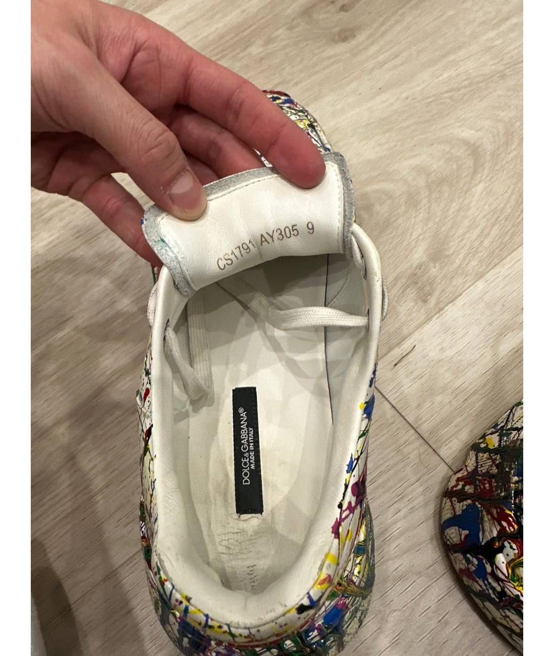 DOLCE&GABBANA Белые кожаные низкие кроссовки / кеды, фото 4