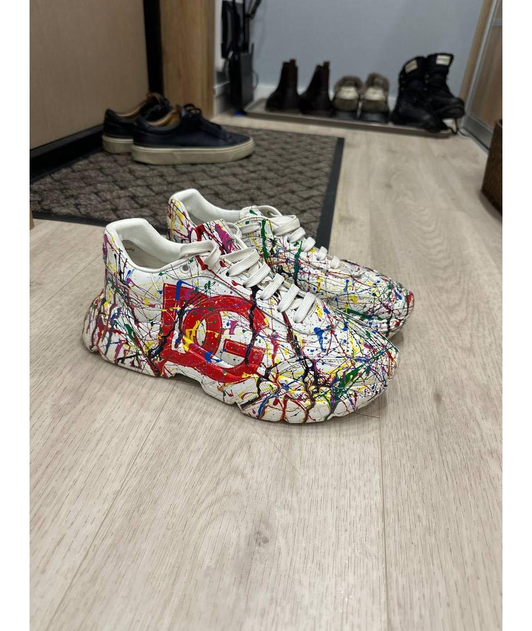 DOLCE&GABBANA Белые кожаные низкие кроссовки / кеды, фото 6