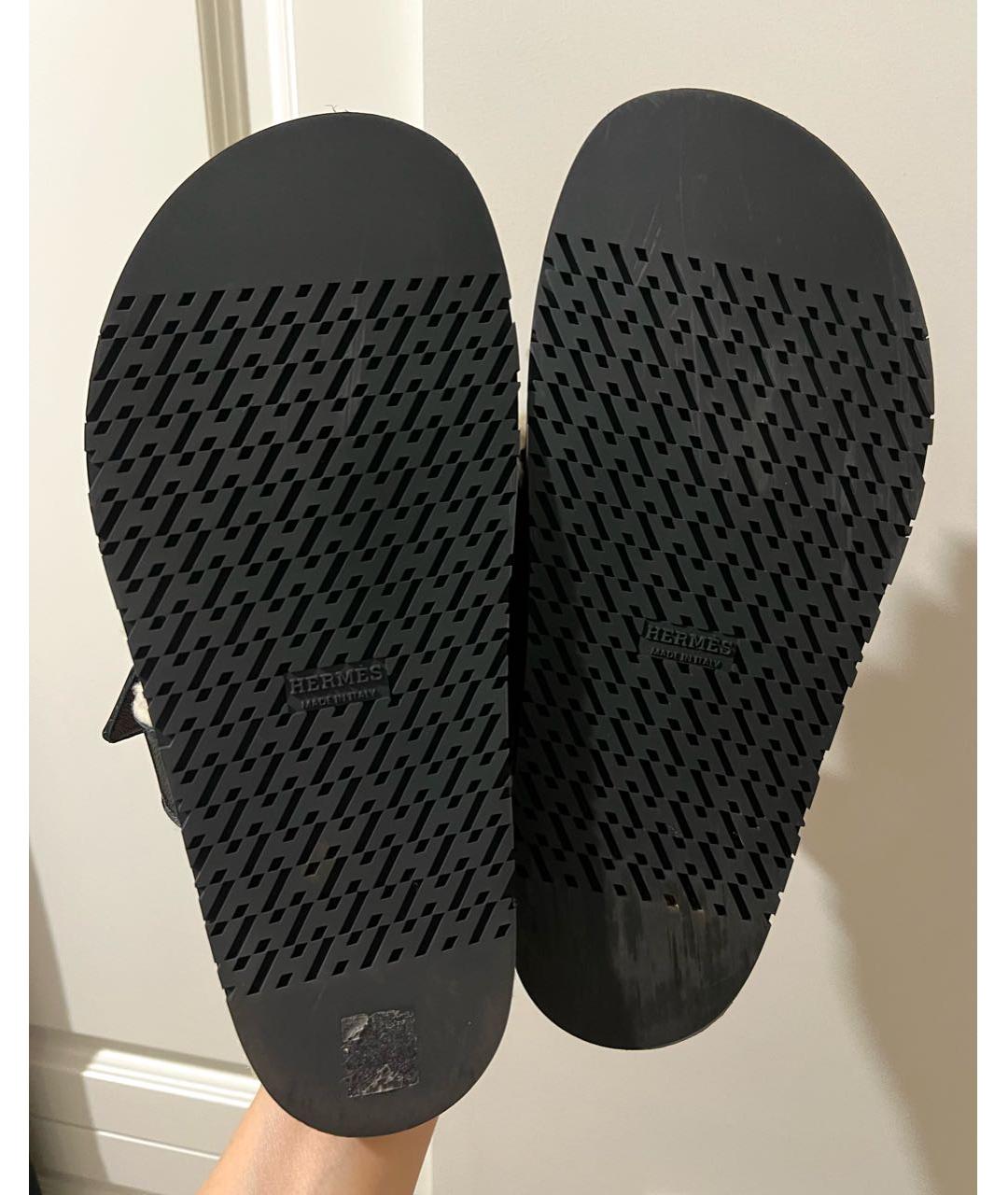 HERMES Черные сандалии из лакированной кожи, фото 8