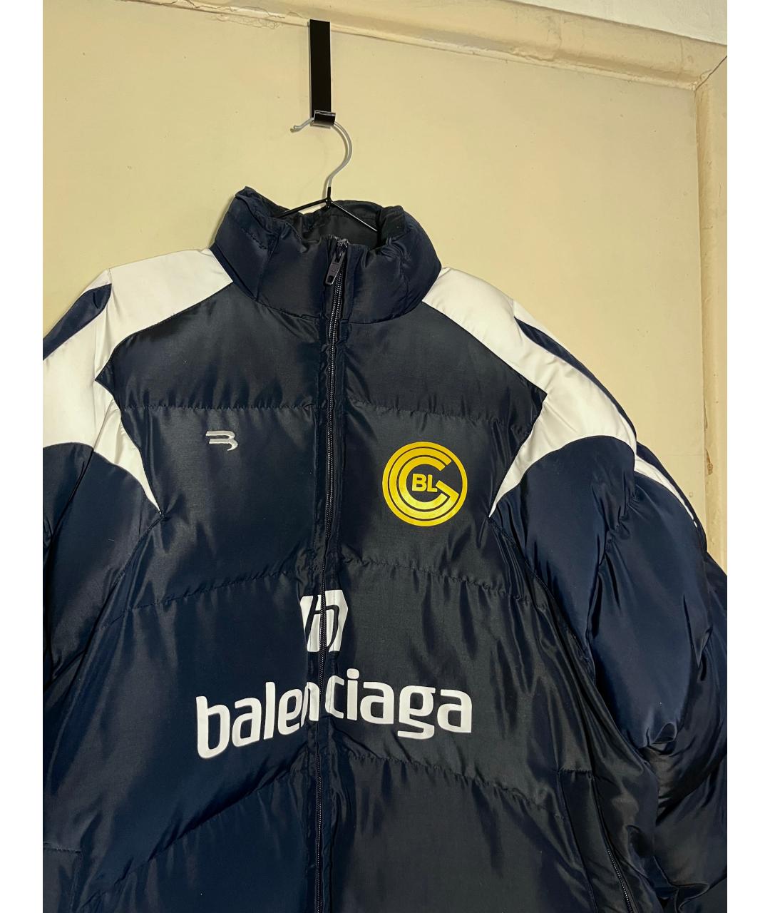 BALENCIAGA Темно-синий полиамидовый пуховик, фото 4
